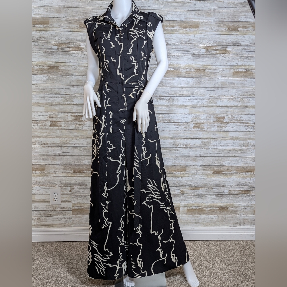Chic Black and White Abstract Jumpsuit